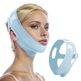 SexxLady V Gesichtsmasken,Wiederverwendbare V-Linienmask, für Doppelkinn und schlaffe Gesichtshaut,Blau