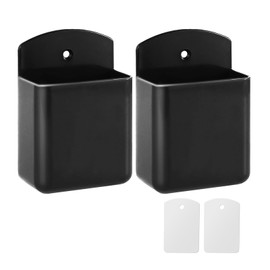 2Pcs Self-Adhesive Remote Control Holder Organizer Storage, TV Remote Holder Wall Mount Black ABS Set, Controller Caddy Pen Hold for Wall for Home Playroom Bedroom School Office Classroom