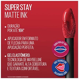 Maybelline Superstay Matte Ink, Labial Líquido Mate con Pigmentos de Color Intenso, Larga Duración Hasta 16 Horas, No Transfiere, Tono 115 Founder, 5 