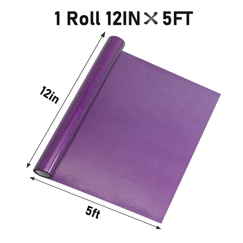 Bonnyhtv Rollo de purpurina HTV de 5 pies, color morado