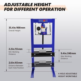 6 Ton Hydraulic Press, H-Frame Garage Floor Shop Press with Built-in Relief Valve & Pressure Gauge to Bend, Straighten, Or Press Parts, Install Bearings & U-Joints