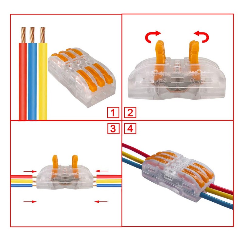 Aiqeer 30 Pcs SPL-2/SPL-3 Lever-Nut Wire Connectors Set, Transparent Conductor