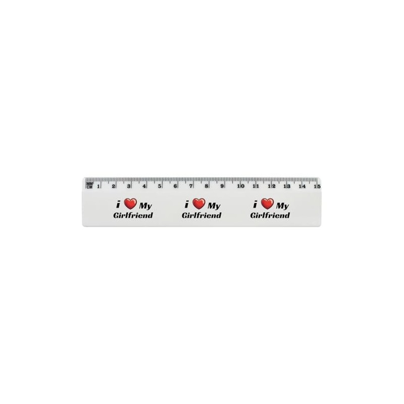 'I Love My Girlfriend' 15cm (6 Inch) White Plastic Ruler