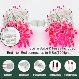 LAMPHOME Pink Christmas Lights Set 100 Count 19.6 Feet Incandescent Bulb Mini String Lights for Indoor Christmas Tree Garland Birthday Wedding Party Festival Decoration, White Wire