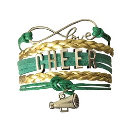 Sportybella Cheer Charm Bracelet- Girls Infinity Love Adjustable Cheerleading Jewelry in Team Colors for Cheerleader