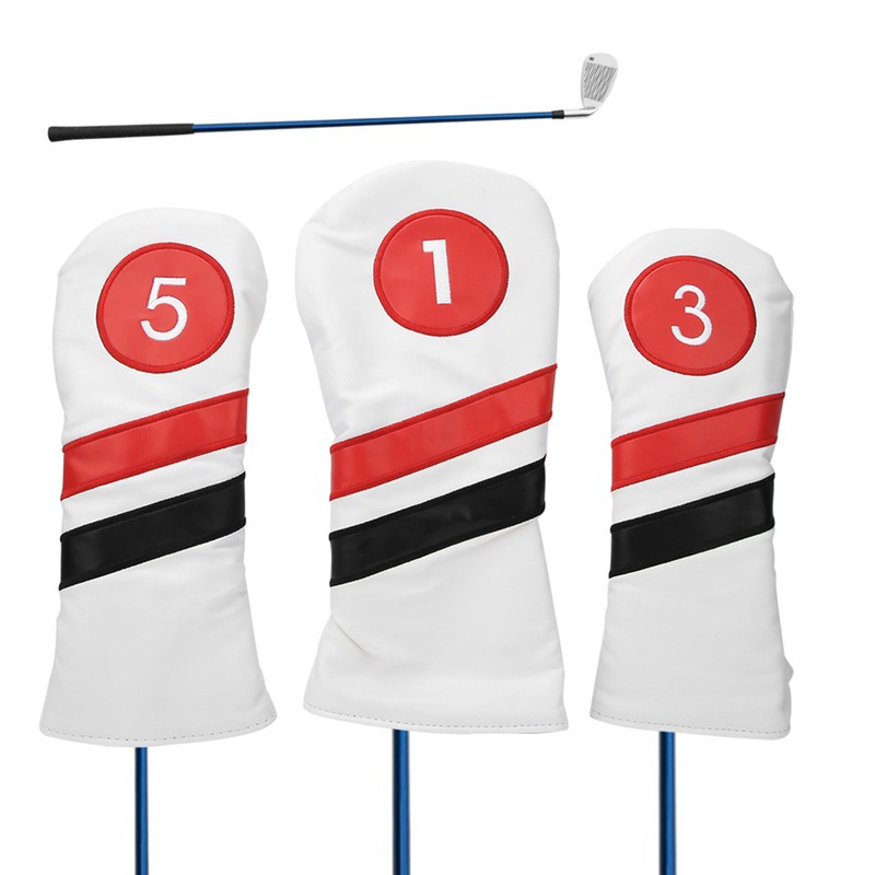 3PCS PU Leather Waterproof Thicken Lining Golf Putter Head Cover
