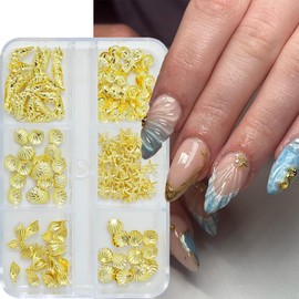 6Grids Ocean Nails Charms Summer 3D Alloy Seashell Nail Art Supplies for Acrylic Nails Gold Conchs Seahorse Starfish Nail Gems and Charms Nail Jewelry for Women Beach DIY Nail Art Decor Accessories