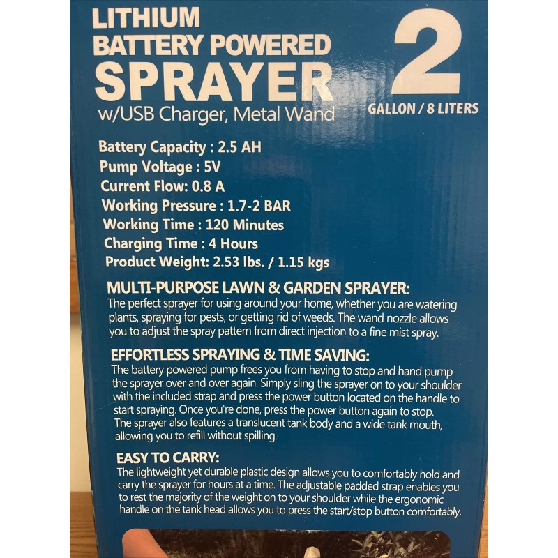 Agway 2 Gallon Lithium Battery Powered Sprayer MFG by Centurion