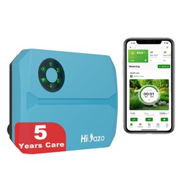 Smart Sprinklers Controller WiFi, Irrigation Controller Easy Use App Enabled, 4 Zone + 16 Plans, Save Water Auto Skip Rain, Freeze & Wind, 10 Minutes Install (Light Blue)