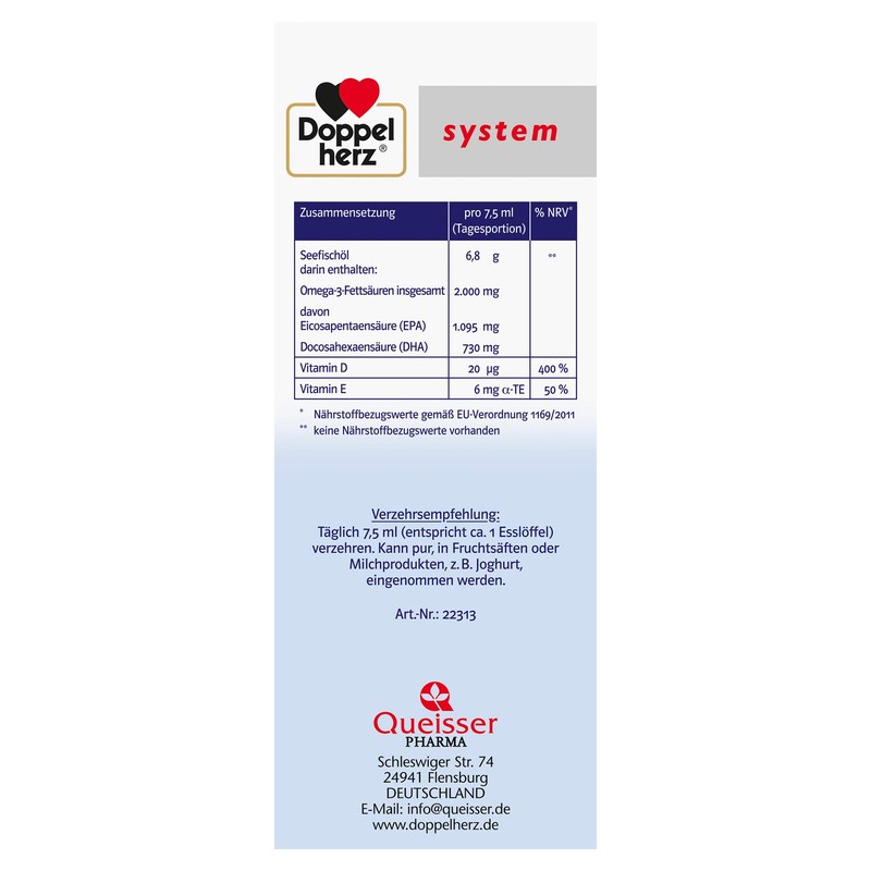 Doppelherz System Omega-3 Liquid - Heart Function + Immune System