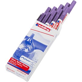 edding 751 gloss paint marker - violet - 10 paint markers - round tip 1-2 mm - paint pen for glass, pebbles, wood, plastic, paper - waterproof, high coverage