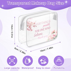 Sazuwu Inspirational Quotes for Women Friends Religious Clear Makeup Cosmetic Toiletry Organizer Bag Bible Verse Gifts for Teachers Christmas Birthday Gifts for Mom Christian Gifts for Girls
