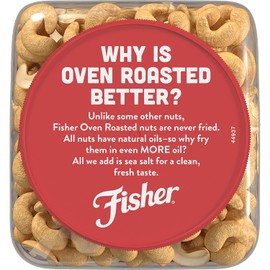 FISHER Snack Oven Roasted Never Fried Whole Cashews, 24 Oz, Made With Sea Salt