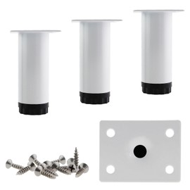 CChiai 4PCS Furniture Leg Cover Hardware - 3 inch Adjustable Feet Metal Round Cabinet Support Feet for Nightstand, Sofa, Desk - White