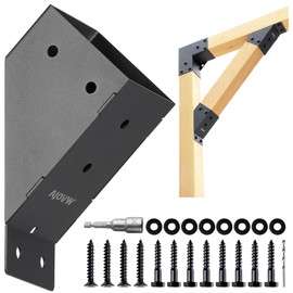 AJOVW-4 Piece 45 Degree Angle Bracket for 4'' x 4'' Supporting Wooden Post (Actual Size: 3.5'' x 3.5'' ) for Pergola, Garage, Treehouse, Deck, Stable, Patio and Other scenarios