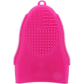 ScivoKaval Makeup Brush Cleaner Glove Mat Mitt Silicone Cosmetic Cleaning Scrubber Tool Face Brushes and Eye Brush Washing Pad Pink (Rose Red)