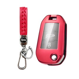 MEDZUK 5 colours: Key Case Compatible with Opel Grandland X 2017-2022 2023 Car Key Case with Key Ring Accessories, red