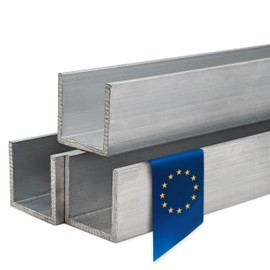 Stahl-Shop24 - Aluminium U-profile pressed raw, aluminium U-profile, aluminium profile, cover profile U strip, aluminium profile, colour: silver, EN AW-6060 T66 AlMgSi0.5, length: 2000 mm, dimensions: