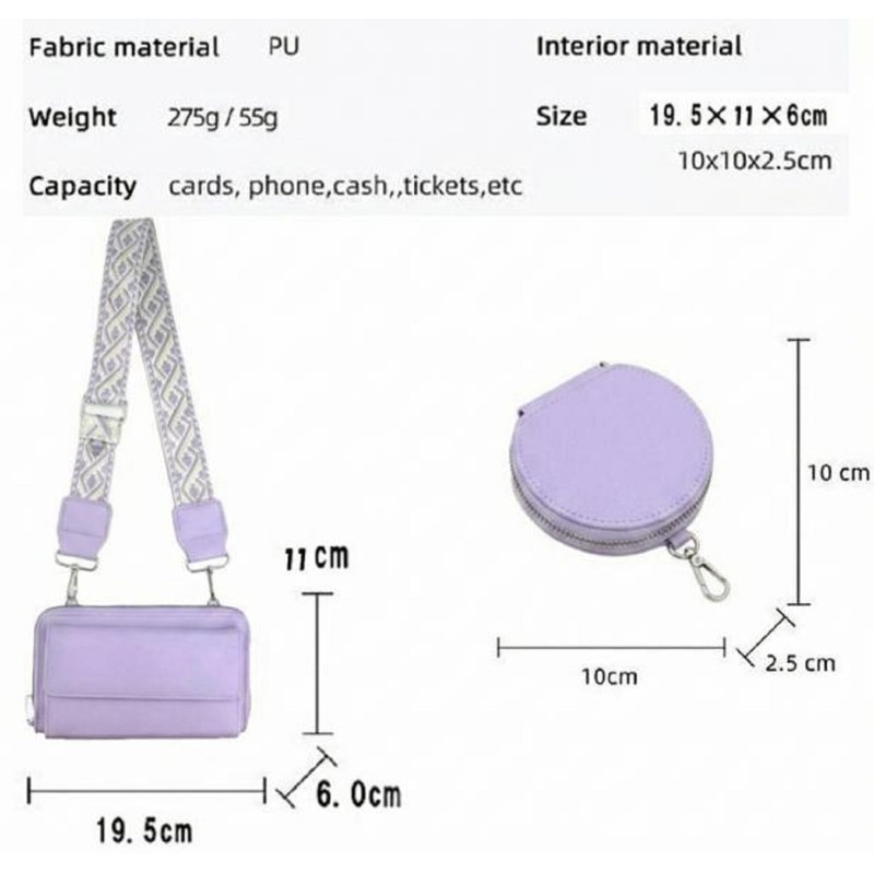 Blue Refrain Women's Smartphone Pouch, Shoulder Bag, Strap, Wallet, Cross-body,