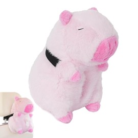 Yharnamite Plush Car Tissue Holder, Capybara Plush Car Tissue Paper Holder, Portable Cartoon Plush Paper Tissue Box Holder for Car, SUV, Truck (Pink)