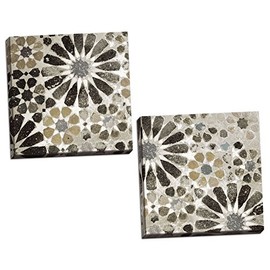 Gango Home Decor Contemporary Alhambra Tile II & III Neutral by Sue Schlabach (Ready to Hang); Two 12x12in Hand-Stretched Canvases