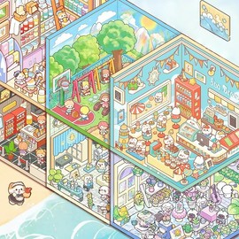 20 Sets 3D Sticker Scene with Material Book,Rich Collection of 3D Space Stickers and Storage Spiral Notebook,Room Stickeer Book for Adults Kids DIY 3D House Stickers Set for Adults