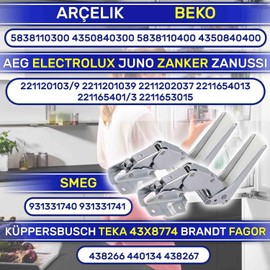 Kit 2 Pieces Integrated Fridge Door Hinges Top and Bottom with 2 Bolts and 2 Plugs with the Original Code 5838110300 5838110400 for Beko 221120103/9 for AEG for Electrolux - MONTERAL