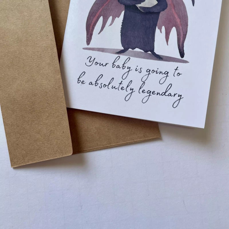 Cryptic Paper Co Mothman Baby Shower Card, New Baby Card
