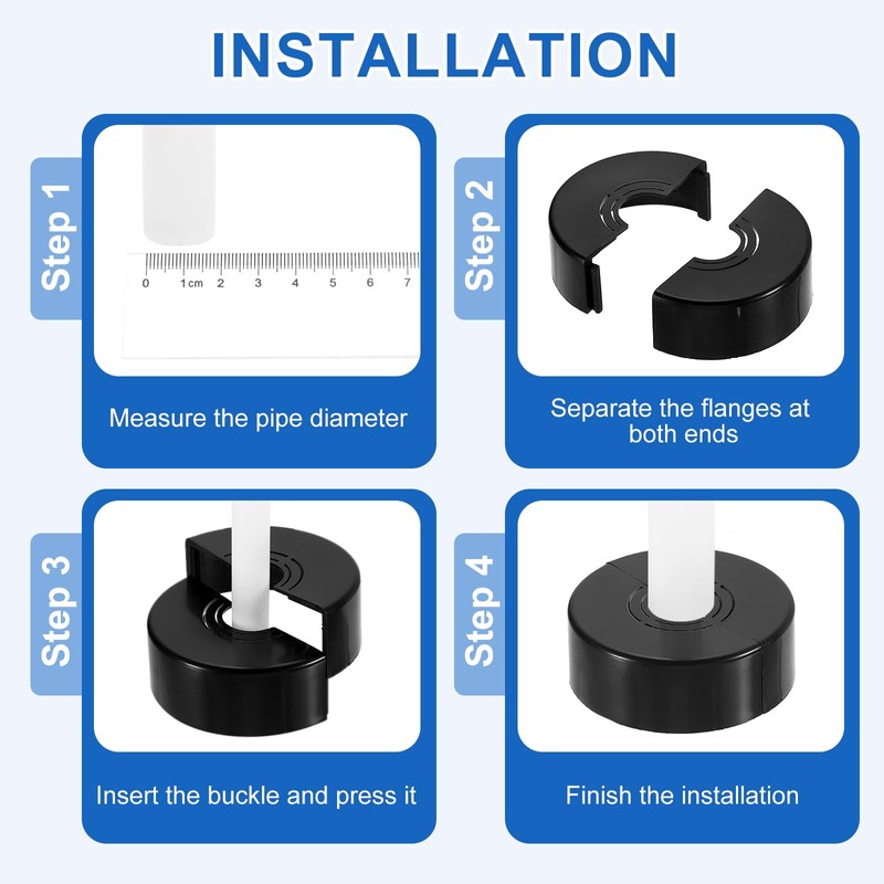 sourcing map 2Pcs Wall Split Pipe Flanges, 0.59" Thick Plastic