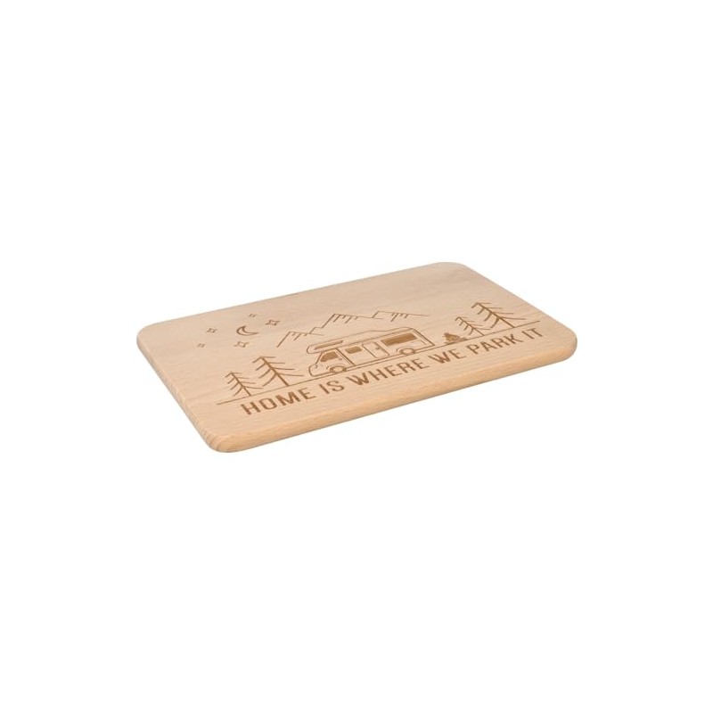 Spruchreif Breakfast board "Home is where we park it", engraved