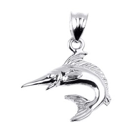 High Polished 925 Sterling Silver Swordfish Charm Pendant
