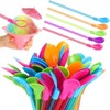 10 Pieces Slush Straws, Colored Straw Spoon 2 in 1,