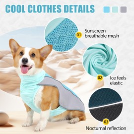 Dog Cooling Vest, Upgraded Dog Harness Cooler Jacket, Elasticity Breathable Lightweight Cool Pet Vest for Small Large Dogs (Blue, L)