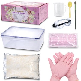 Wisesorb 4 Set of 5 LBS Silica Gel Flower Drying Kit, Silica Sand Reusable Flower Preservation Kit with Airtight Container, Gloves, Brush, Safety Goggles for DIY Wedding Bouquet Preservation