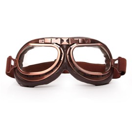 GRUMOTA Vintage Motorcycle Goggles,Retro Leather Steam Punk Style Dust Proof Aviator Pilot Motocross Goggles (Brown,Clear)