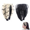 2Pcs Mesh Wave Point Wide Brimmed Headband, Non-Slip Hair Hoop