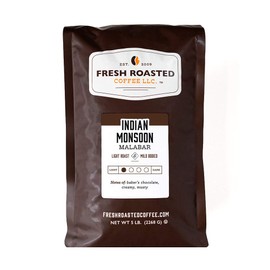 Fresh Roasted Coffee, Indian Monsoon Malabar, 5 lb (80 oz), Light Roast, Kosher, Whole Bean