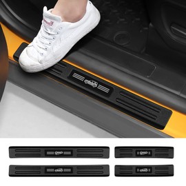 Hellet 4PCS Car Door Sill Protector for Ford 2021-2025 Bronco Sport Accessories Matte Black ABS Plastic Material Full Coverage Door Entry Guards
