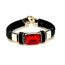 Arras Creations Elegant Red Stone Leather Bracelet / AZBRMA102-GRD