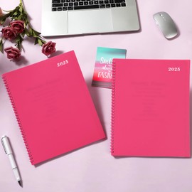 Monthly Planner 2025 - JAN 2025 - DEC 2025 Monthly Planner/Calendar 2025, 12 Monthly Planner with Tabs & Pocket & Label, Contacts and Passwords, 9" x 11", Thick Paper, Twin-Wire Binding - Rose Red