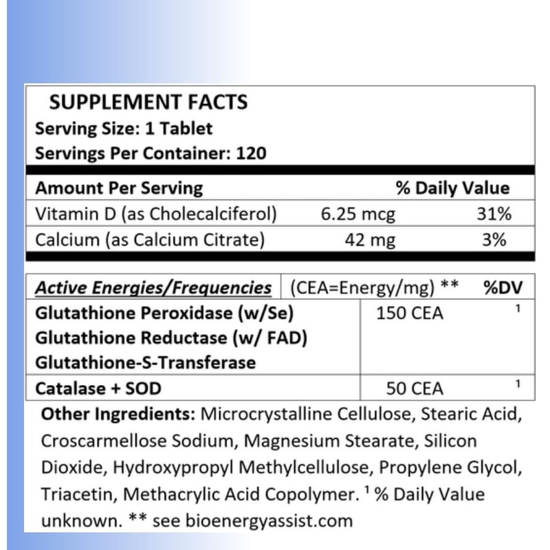 Resonex Catalase, Superoxide Dismutase (SOD), and Glutathione Frequencies- 120 Tablets