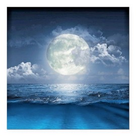 Fashion Jewelry NIGHT MOON CLOUD OCEAN Large Square Pendant 925 Silver 20" Necklace Women  Gift