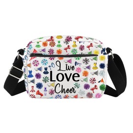 Cheer Crossbody Bag Cheerleader Gifts Live Love Cheer Gifts for Team Cheerleading Shoulder Purse with Adjustable Strap (25619 Cheer HC)