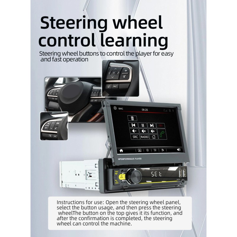 ESSGOO 7" Single DIN Car Stereo Flip Out MP5 Player