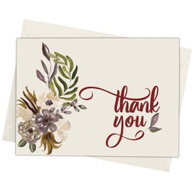 Funeral Sympathy Bereavement Thank You Cards With Envelopes (50, Fall Flowers)