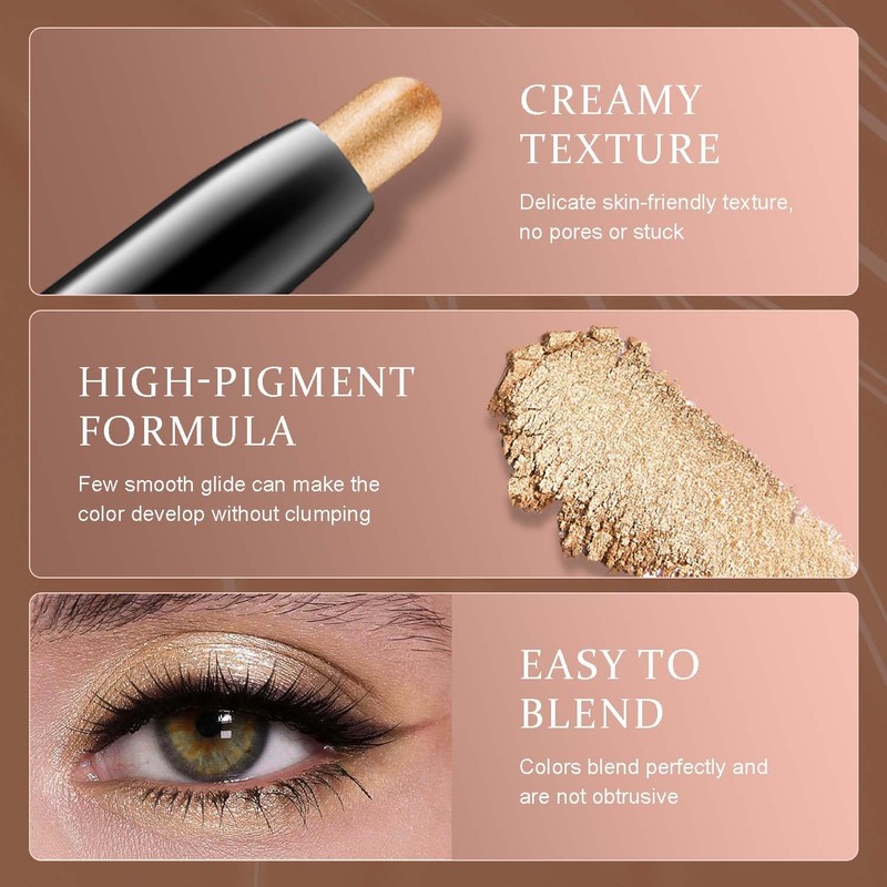 3 Pieces Eyeshadow Stick Soft Creamy Matte Shimmer Eyeshadow Pencil