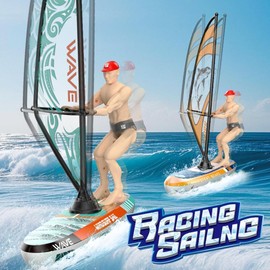 Remote Control Sailing with LED, 2.4GHZ RC Sailboat Simulated Boat, RC Boat Never Capsize Ship, Swimming Pool Toy Boat, Exquisites Sailboat Model Gifts for Kids 14+ Years