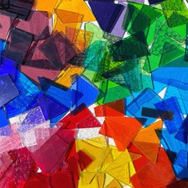 PALJOLLY Transparent Glass Mosaic Tiles for Crafts Bulk, Colorful Stained Glass Pieces Scraps Supplies, Variety of Colors and Shapes, 35oz Value Pack