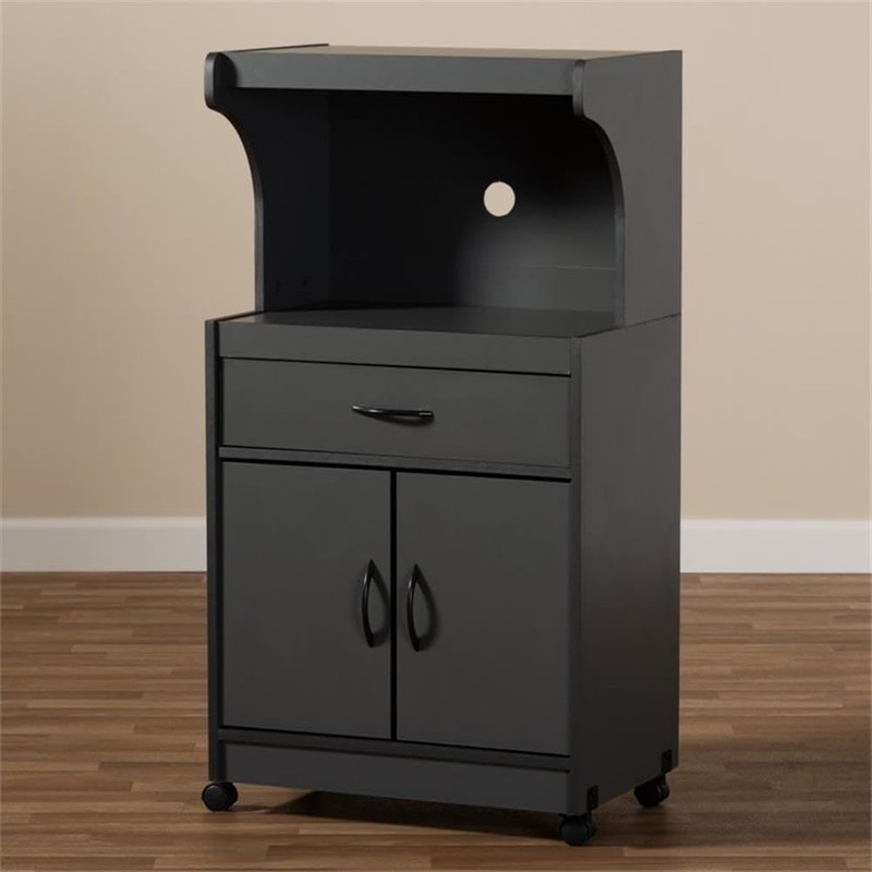 BOWERY HILL Microwave Stand in Dark Grey