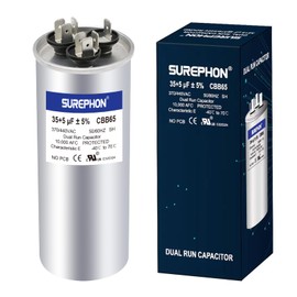 SUREPHON 35+5 uF 35/5 MFD ±5% 370V/440VAC Dual Run Start Capacitor CBB65 Works for AC Unit Fan Motor Start or Heat Pump or Condenser Straight Cool